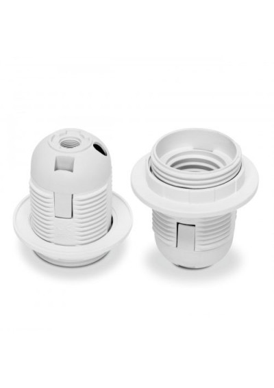 Oprawka E27 plastikowa z kołnierzem biała | LEDownia.pl