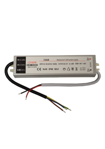 Zasilacz LED 12V 60W napięciowy IP67 aluminium