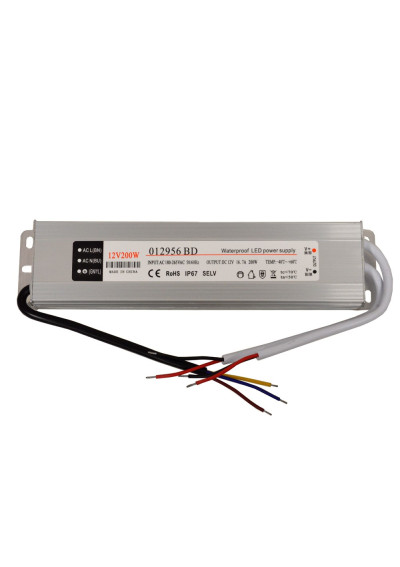 LED Power Supply 12V 200W slim napięciowy IP67 alumini