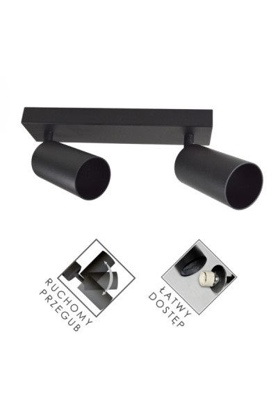 Lampa spotlight FERRO 2xGU10 czarna | LEDownia.pl
