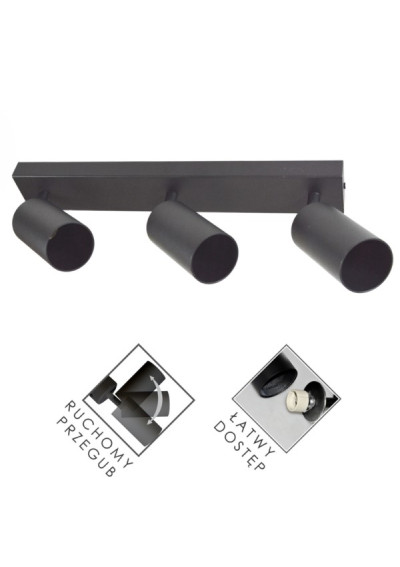 Lampa spotlight FERRO 3xGU10 czarna | LEDownia.pl
