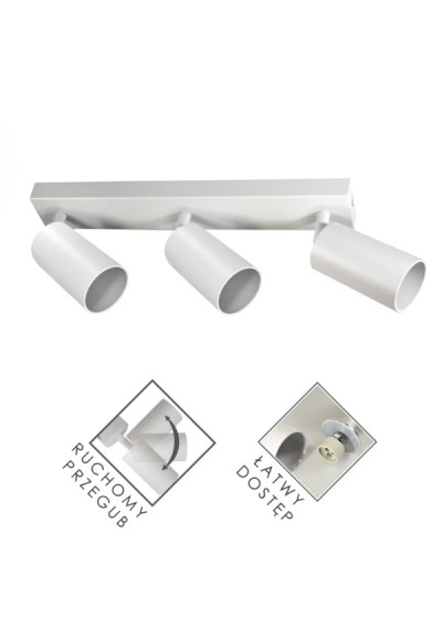 Lampa spotlight FERRO 3xGU10 biała | LEDownia.pl