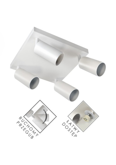Lampa spotlight FERRO 4xGU10 biała kwadrat | LEDownia.pl