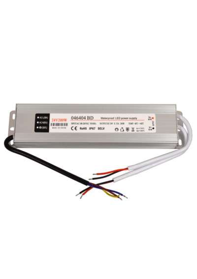 Zasilacz LED 24V 200W slim napięciowy IP67 alumini
