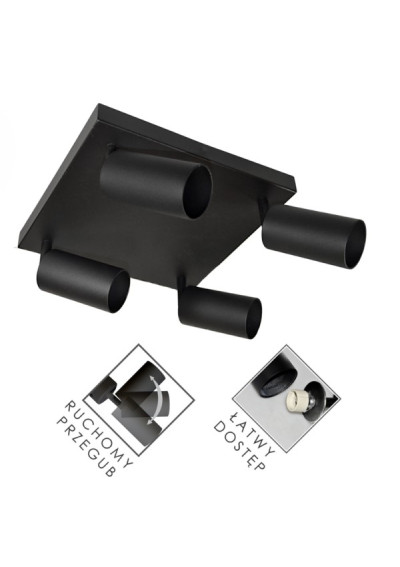 Lampa spotlight FOLIO 4xGU10 czarna kwadrat