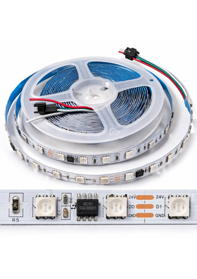 Taśma LED SMD cyfrowa WS2811/SPI 24V ARGB 60LED/m IP20 1m ledownia.pl