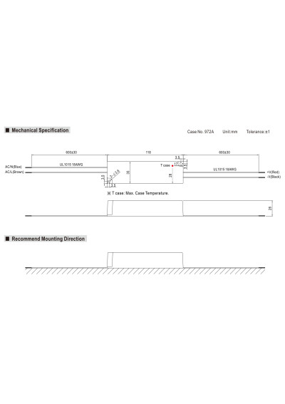 Mean Well LPC-20-700 21 W 700 mA 9–30 V DC CC LED driver IP67 – dimensions