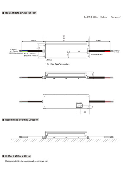 Zasilacz LED CV+CC Mean Well ELG-300-12A 264 W – wymiary