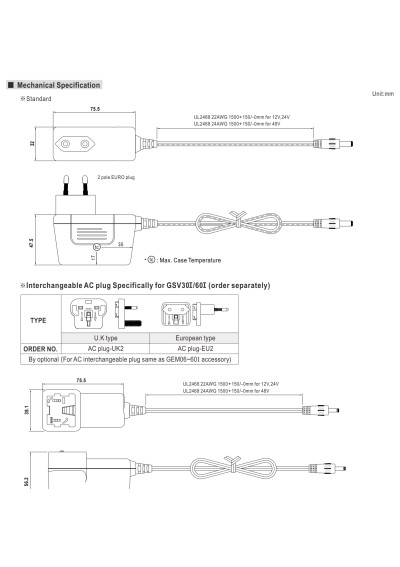 Zasilacz LED CV Mean Well GSV30E48-P1J 30 W 48 V DC – wymiary