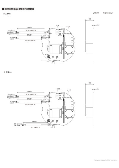 Zasilacz LED CV+CC Mean Well HBG-240P-60A 240 W – wymiary
