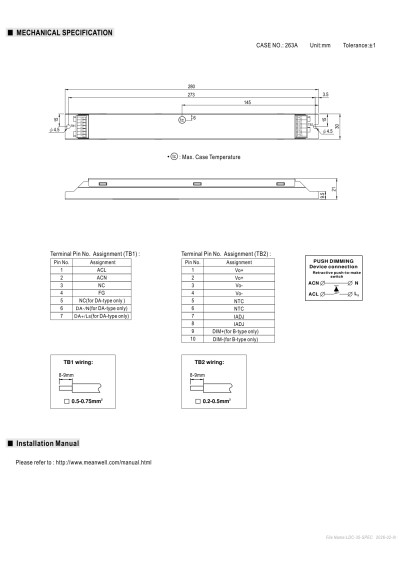 Zasilacz LED sta?ej mocy Mean Well LDC-35DA 35 W – wymiary