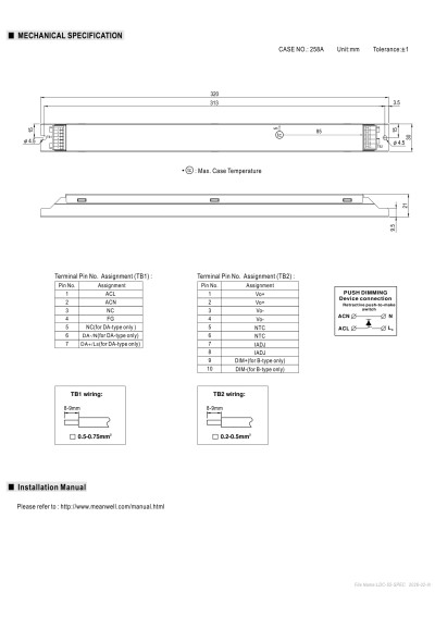 Zasilacz LED sta?ej mocy Mean Well LDC-55DA 55 W – wymiary