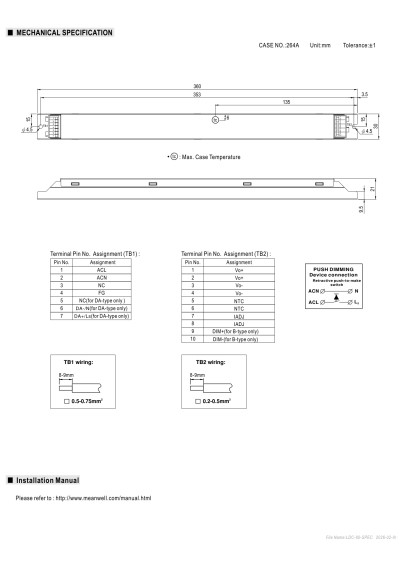 Zasilacz LED sta?ej mocy Mean Well LDC-80B 80 W – wymiary