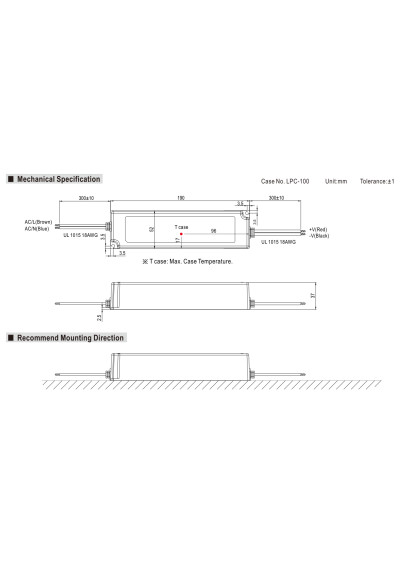 Zasilacz LED CC Mean Well LPC-100-2100 100,8 W 2100 mA – wymiary