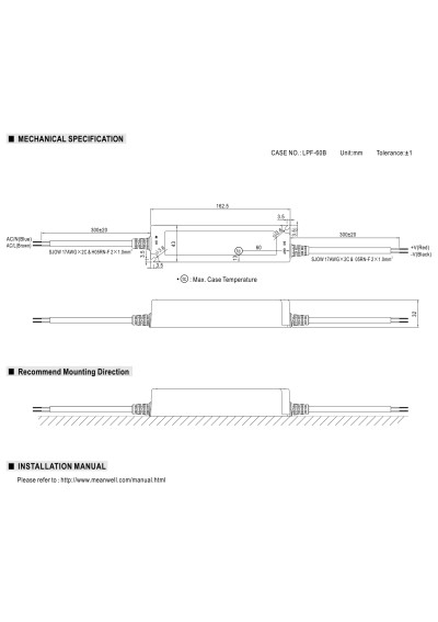 Zasilacz LED CV+CC Mean Well LPF-40-12 40,08 W – wymiary