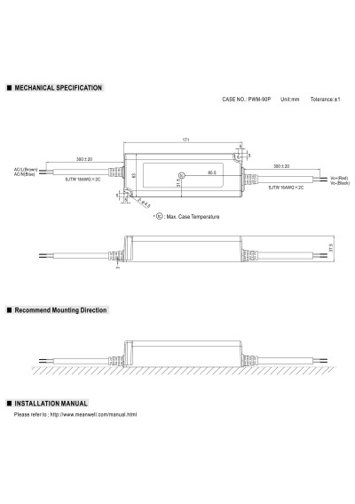 Zasilacz LED CV+CC Mean Well NPF-90D-30 90 W – wymiary
