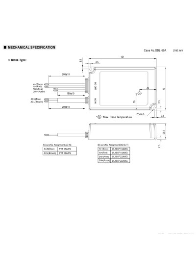 Zasilacz LED CV PWM Mean Well ODLV-65A-36 64,8 W 36 V DC – wymiary