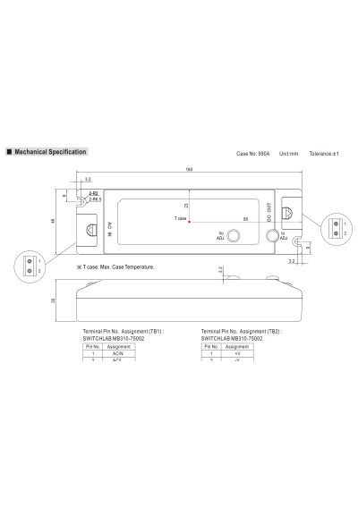 Mean Well PLC-30-27 29.7 W CC LED driver 3300 mA – dimensions