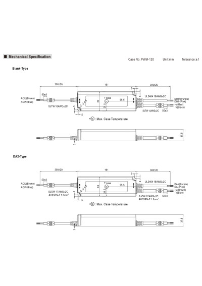 Zasilacz LED CV PWM Mean Well PWM-120-24 120 W 24 V DC – wymiary