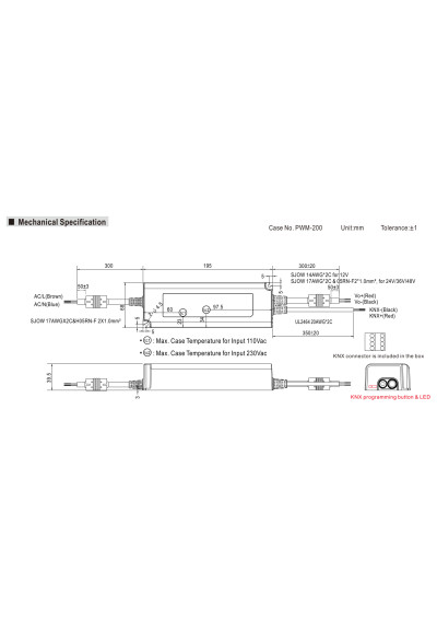 Zasilacz LED CV PWM Mean Well PWM-200-36 198 W 36 V DC – wymiary