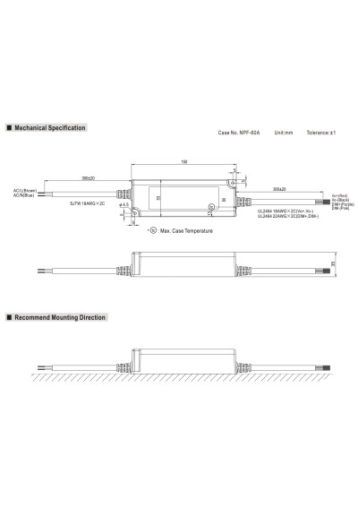 Zasilacz LED CV PWM Mean Well PWM-40-24 40,08 W 24 V DC – wymiary