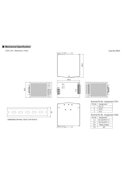 Zasilacz na szyn? DIN Mean Well SDR-480-48 480 W 48 V DC – wymiary