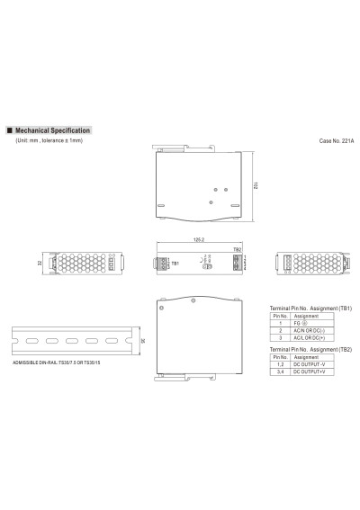 Zasilacz na szyn? DIN Mean Well SDR-75-12 75,6 W 12 V DC – wymiary