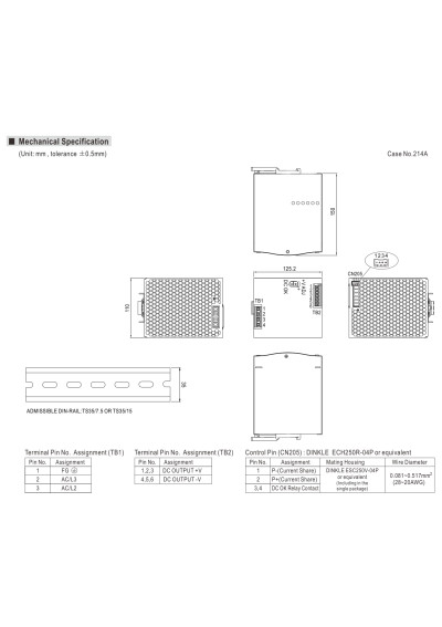 Zasilacz na szyn? DIN Mean Well TDR-960-24 960 W 24 V DC – wymiary