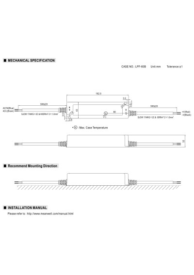 Zasilacz LED CV+CC Mean Well LPF-60-24 60 W – wymiary