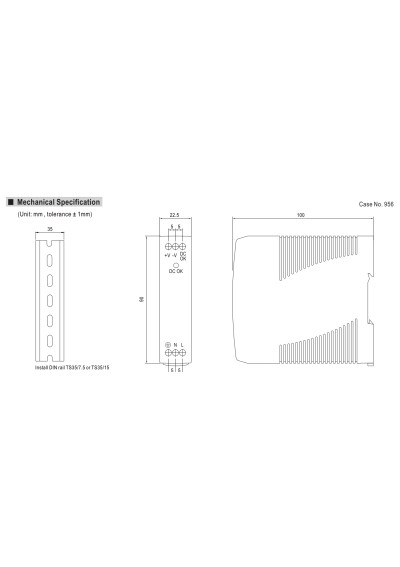 Zasilacz na szyn? DIN Mean Well MDR-10-5 10 W 5 V DC – wymiary