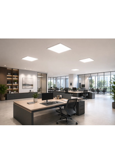 Panele LED CHS 595×595 mm w nowoczesnym biurze