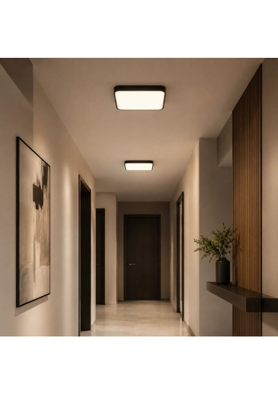 Plafon LED Luxa 2xE27 czarny jako oświetlenie korytarza