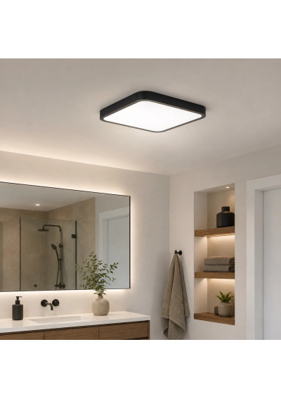 Luxa LED Ceiling Light 2xE27 Black in a dry bathroom area