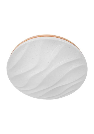 Plafon LED Wave 3CCT 54 W z drewnianym pierścieniem – widok główny