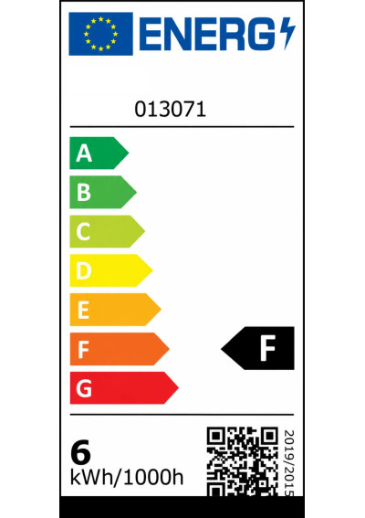 Kiron Round wall light energy label – class F, 6 kWh/1000 h consumption