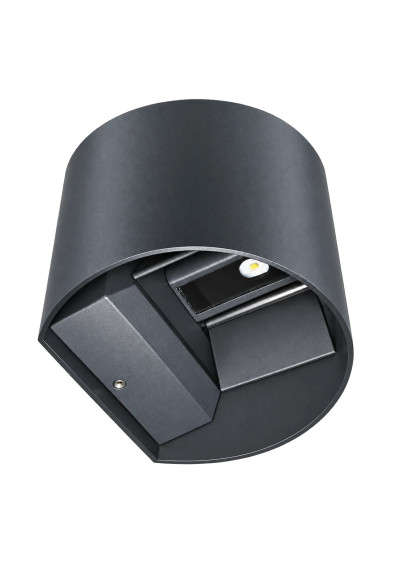 Anthracite Kiron Round 2×3W 4000K wall light – underside view of LED modules and beam shutters