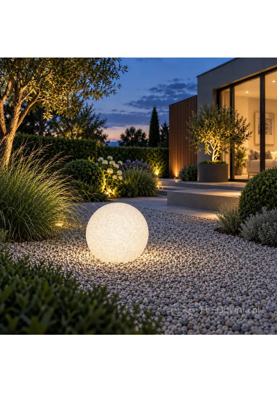Garden sphere light E27 40 cm stone-effect neutral white light