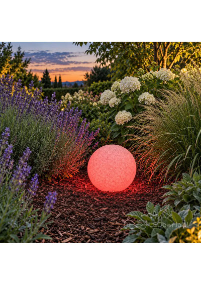 Garden sphere light E27 40 cm stone-effect red light