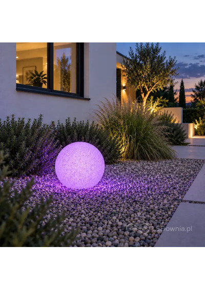 Garden sphere light E27 40 cm stone-effect violet light