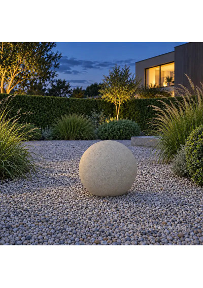 Garden sphere light E27 40 cm stone-effect in the garden