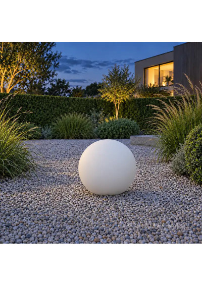 White E27 garden globe 35 cm in the garden