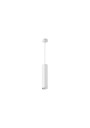 Tessa GU10 white pendant fitting with an example lamp, lamp sold separately