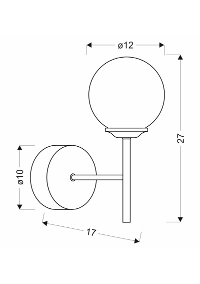 Lampa ścienna Best 1xE14 chromowy 17 cm - wymiary produktu