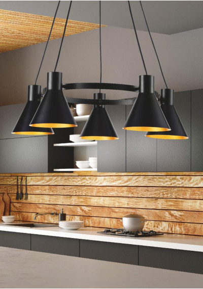 More pendant light 5xE27 black 65 cm - product image 2