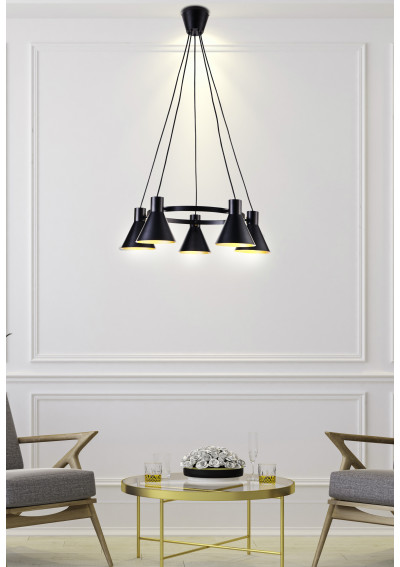 Lampa wisząca More 5xE27 czarny 65 cm - zdjęcie produktu 3