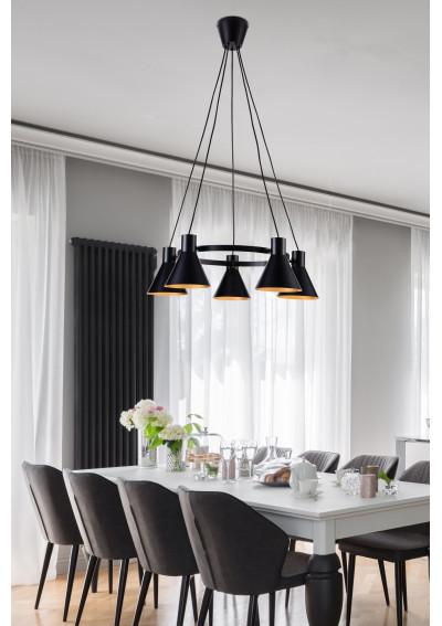 More pendant light 5xE27 black 65 cm - product image 4