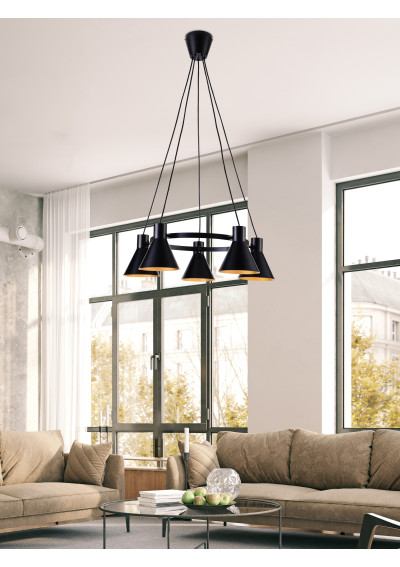 More pendant light 5xE27 black 65 cm - product image 5