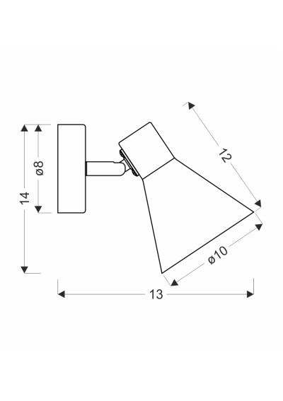 Lampa ścienna Less 1xE14 czarny matowy 13 cm - wymiary produktu
