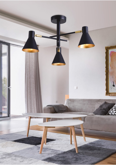 Less pendant light 3xE14 matt black 48 cm - product image 1