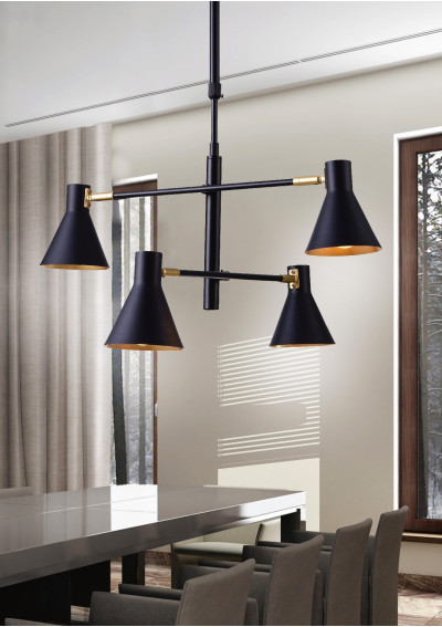 Lampa wisząca Less 4xE14 czarny matowy 54 cm - zdjęcie produktu 1